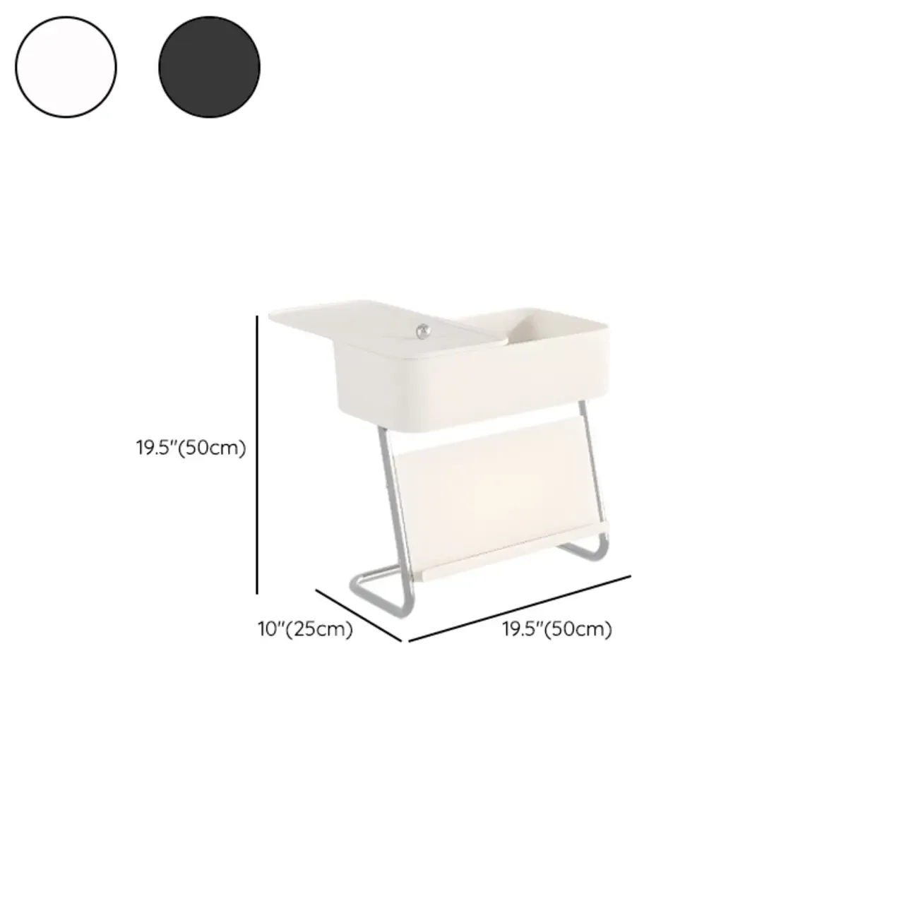 Rolling Metal Storage C-Shaped Side Table with Magazine Rack Image - 17