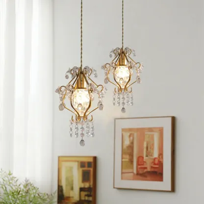 Elegant Crystal Gold Pendant Light for Dining Room Image - 5