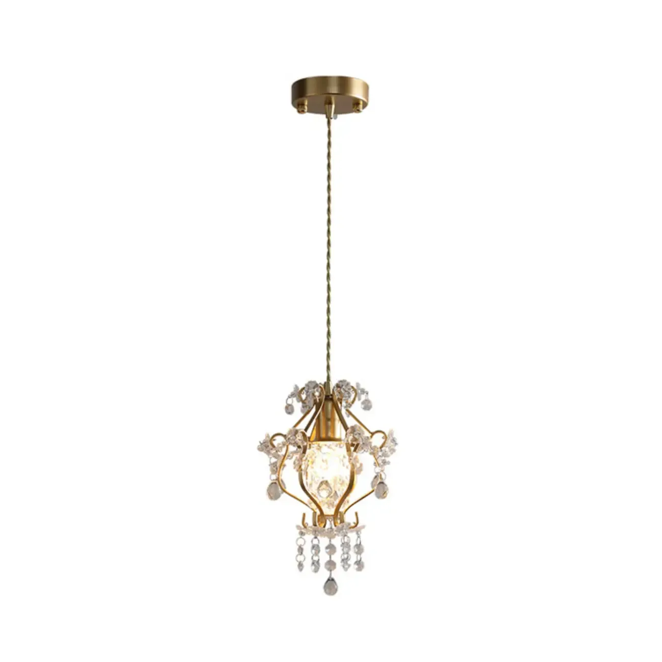 Elegant Crystal Gold Pendant Light for Dining Room Image - 6