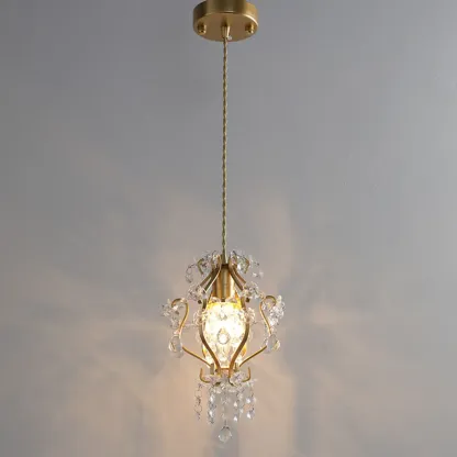 Elegant Crystal Gold Pendant Light for Dining Room Image - 8