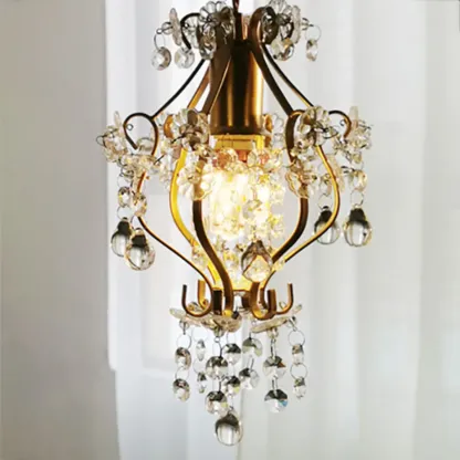 Elegant Crystal Gold Pendant Light for Dining Room Image - 13