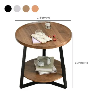 Modern Wooden Top Tray Coffee Table with Cross Legs & Shelf Image - 11