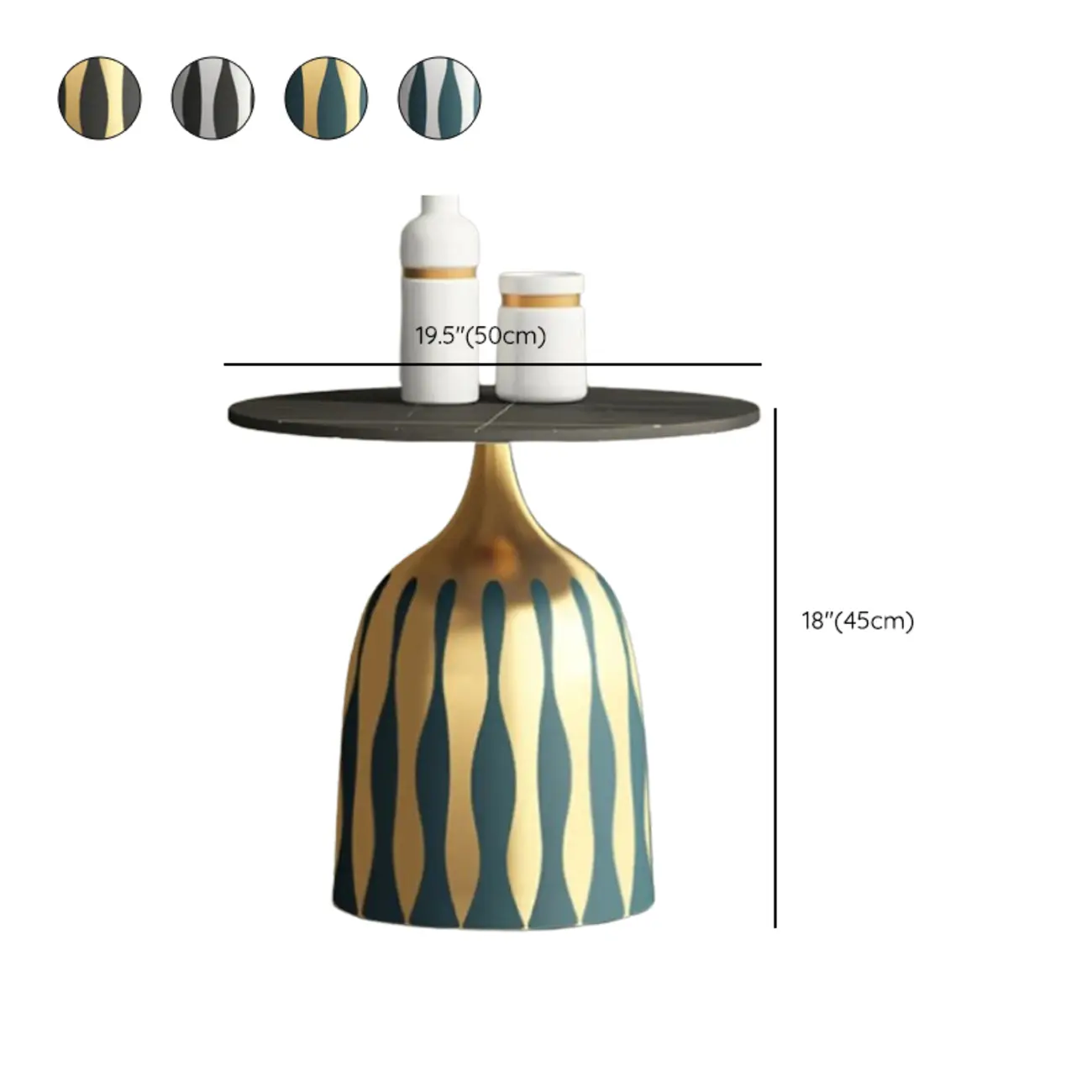 Pedestal Art Deco Round Marble Side Table for Living Room Image - 15 | homeyfad