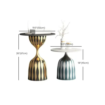 Pedestal Art Deco Round Marble Side Table for Living Room Image - 16