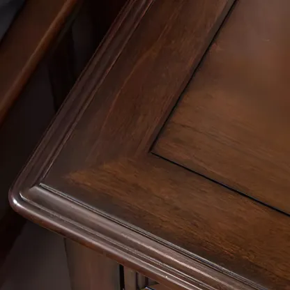 Traditional Brown Wood Nightstand with Drawers and Open Storage Image - 6