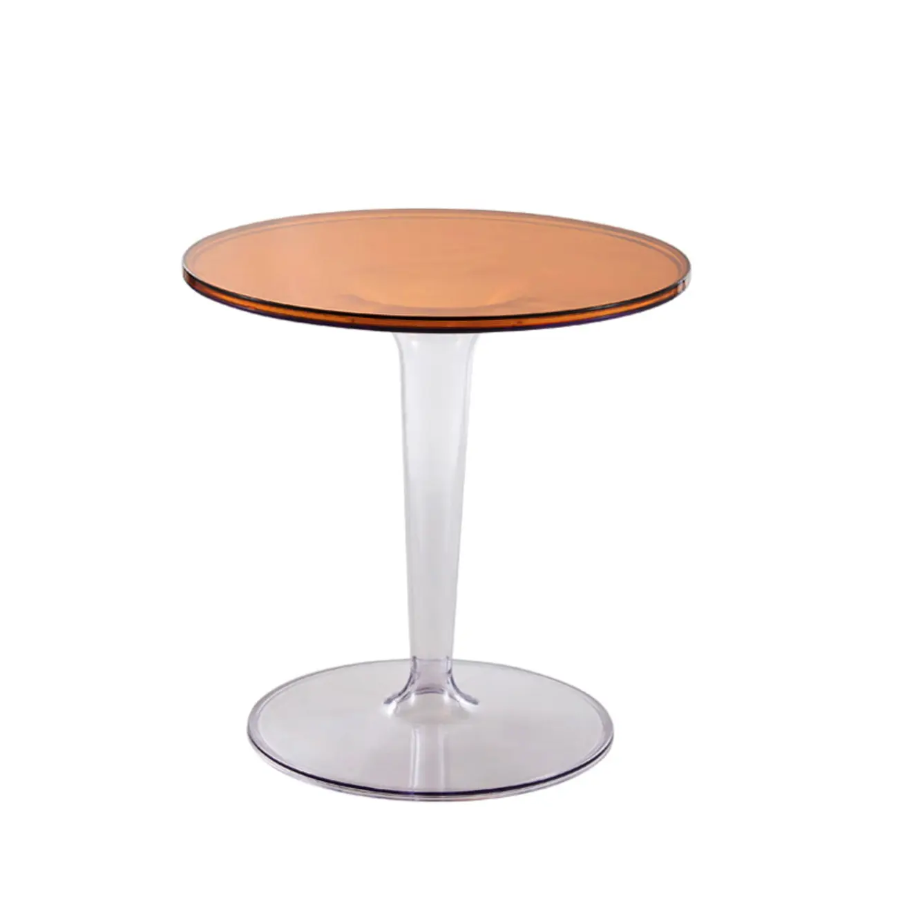 Minimalist Pedestal Round Acrylic End Table for Living Room Image - 5 | homeyfad