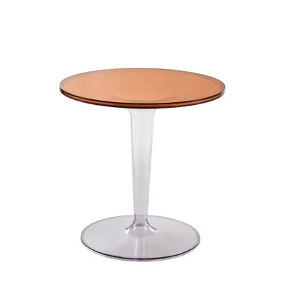 Minimalist Pedestal Round Acrylic End Table for Living Room Image - 5
