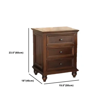 Traditional Brown Wood Nightstand with Drawers and Open Storage Image - 13