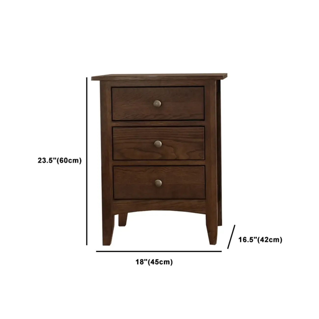 Traditional Brown Wood Nightstand with Drawers and Open Storage Image - 14