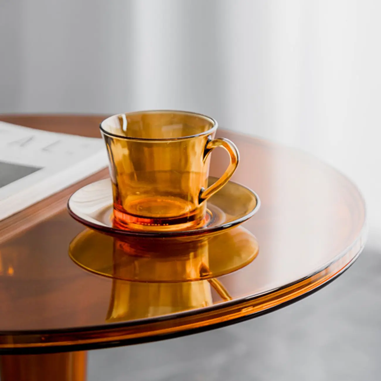 Minimalist Pedestal Round Acrylic End Table for Living Room Image - 8 | homeyfad