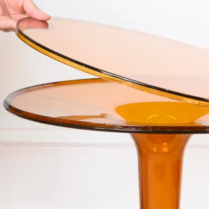 Minimalist Pedestal Round Acrylic End Table for Living Room Image - 9
