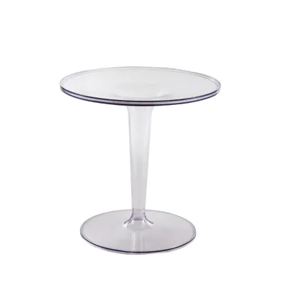 Minimalist Pedestal Round Acrylic End Table for Living Room Image - 12