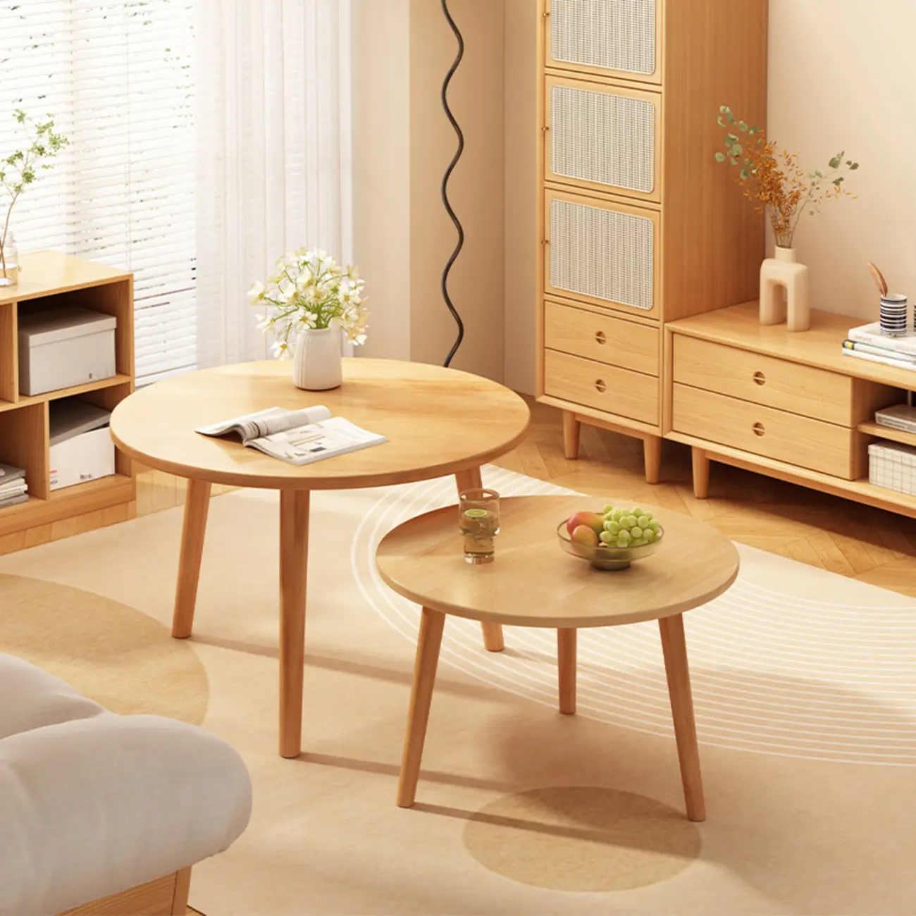 Scandinavian Wooden Round Minimalist Coffee Table  Image - 1 | homeyfad