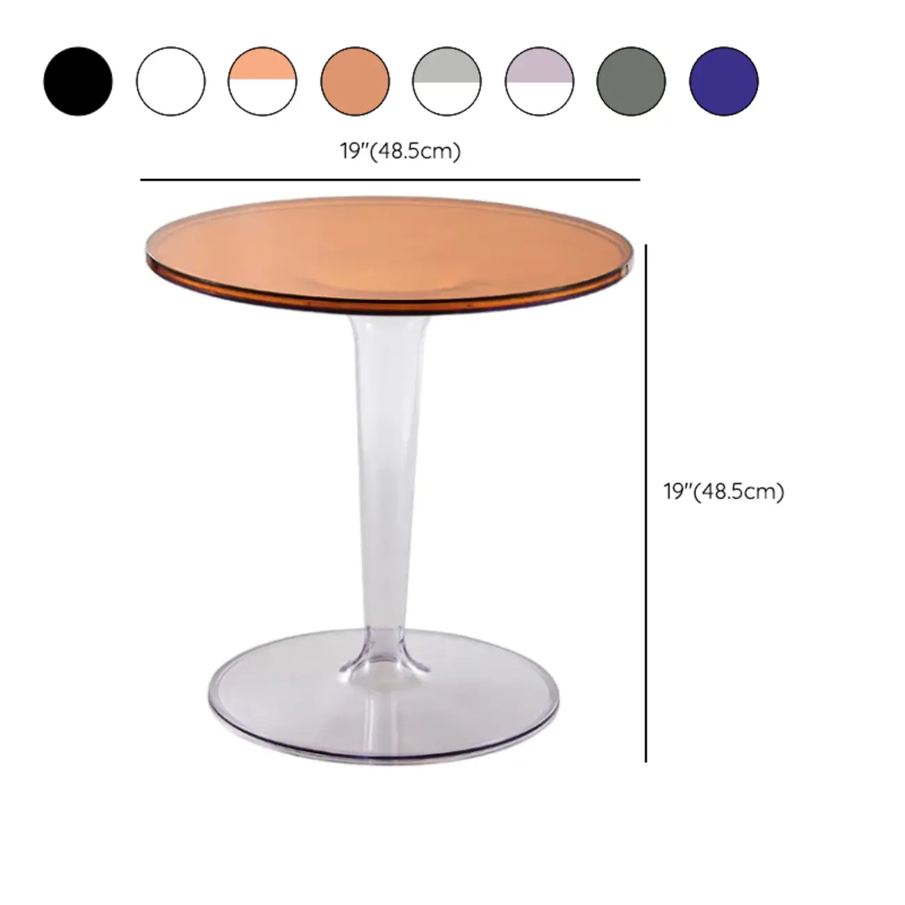 Minimalist Pedestal Round Acrylic End Table for Living Room #size | homeyfad