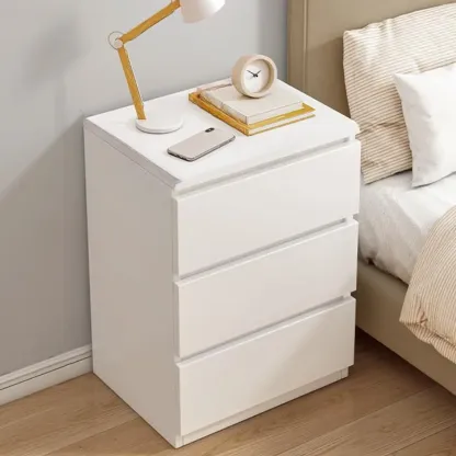 Simplistic White Wooden Bedside Table with 2 Storage Drawers Image - 6