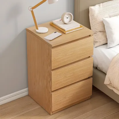 Simplistic White Wooden Bedside Table with 2 Storage Drawers Image - 19