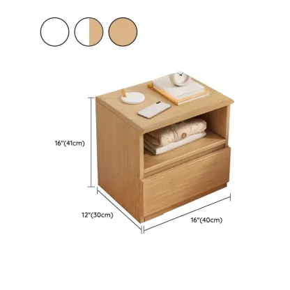 Simplistic White Wooden Bedside Table with 2 Storage Drawers Image - 28