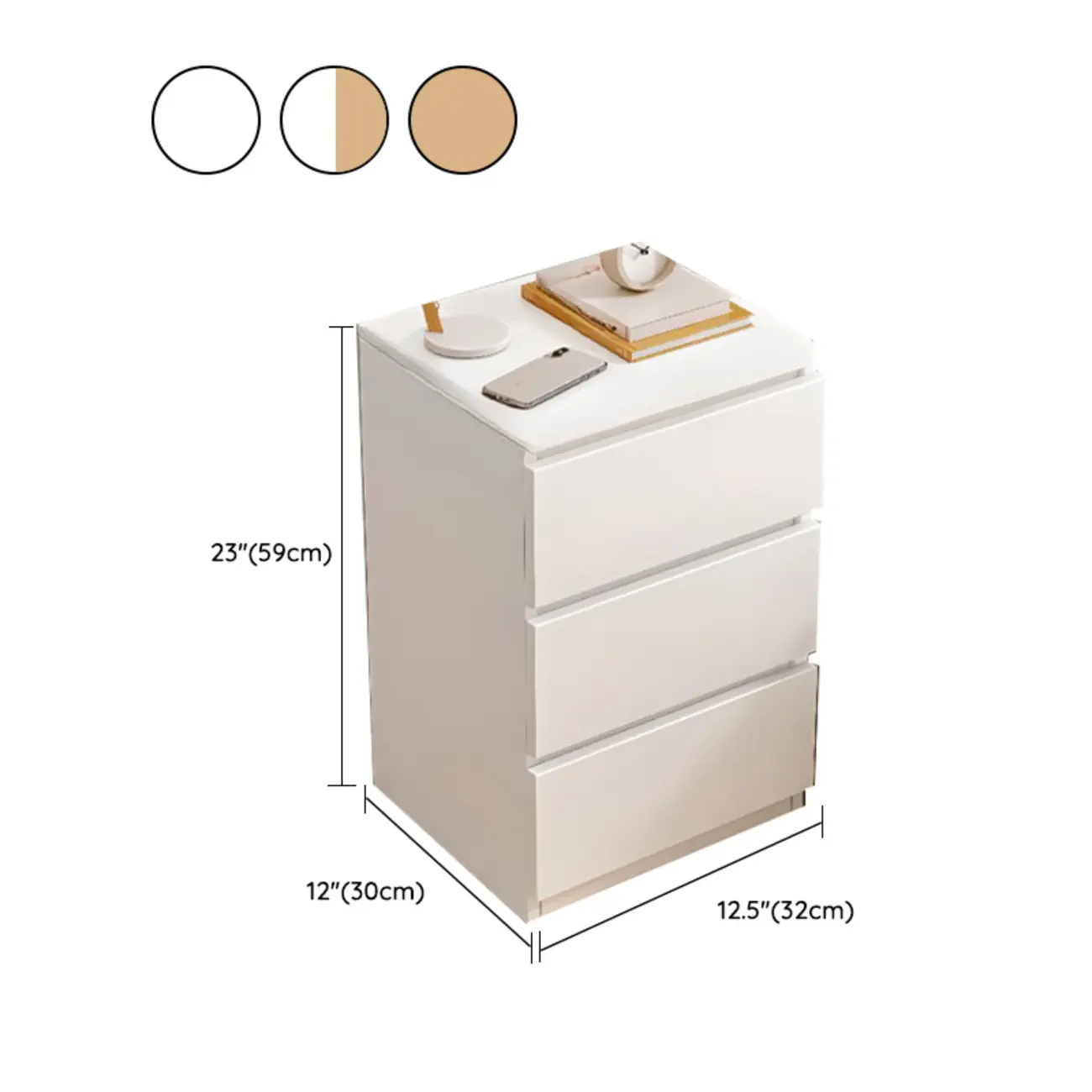 Simplistic White Wooden Bedside Table with 2 Storage Drawers Image - 31 | homeyfad