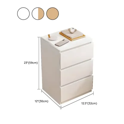 Simplistic White Wooden Bedside Table with 2 Storage Drawers Image - 31