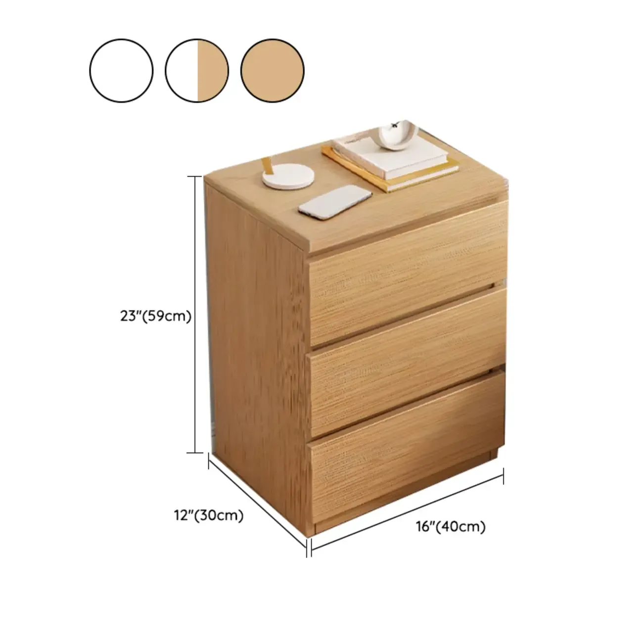 Simplistic White Wooden Bedside Table with 2 Storage Drawers Image - 32