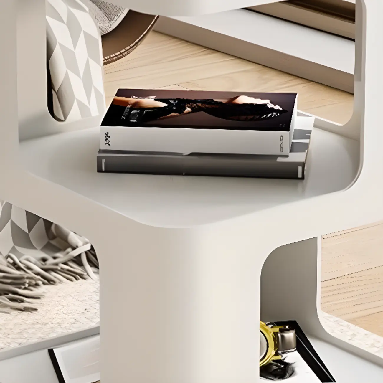 Small Square Black Metal End Table with Storage Shelves Image - 8 | homeyfad