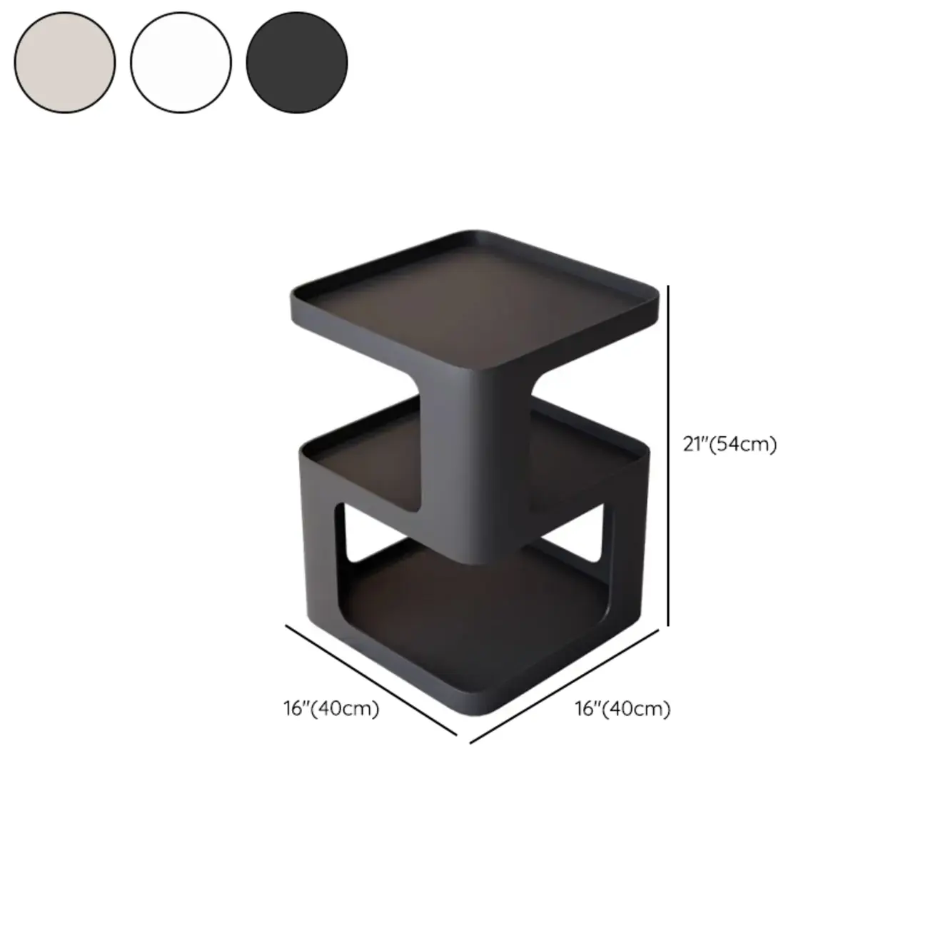 Small Square Black Metal End Table with Storage Shelves Image - 10 | homeyfad