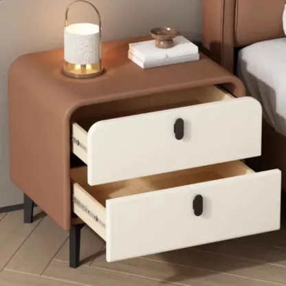 Modern Curved Edge Bedside Table with 2 Drawers Image - 6