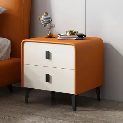 Modern Curved Edge Bedside Table with 2 Drawers Image - 11