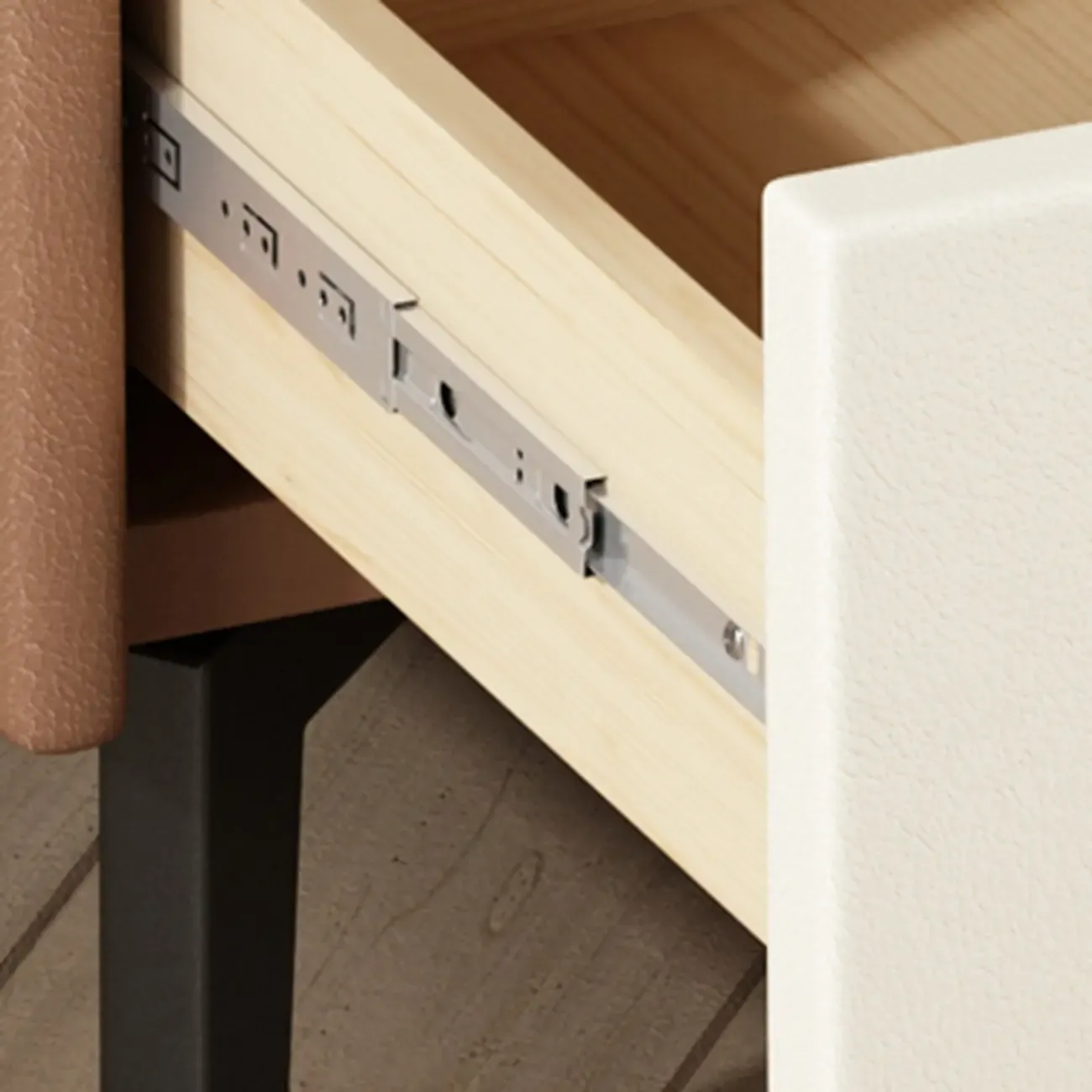 Modern Curved Edge Bedside Table with 2 Drawers Image - 12