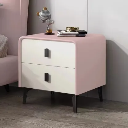 Modern Curved Edge Bedside Table with 2 Drawers Image - 13
