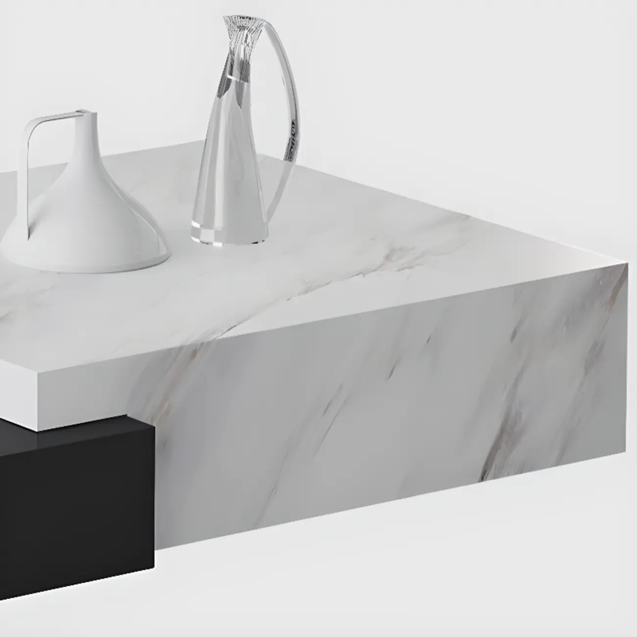 Modern Marble Nesting Coffee Table Set in Black and White Image - 6 | homeyfad