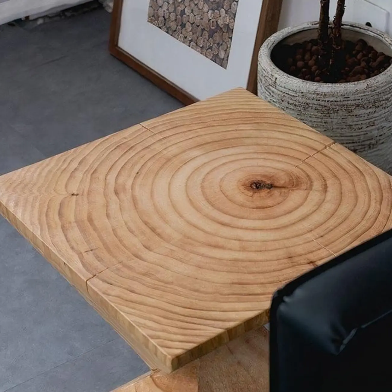 Block Square Natural Wood End Table for Living Room Image - 7 | homeyfad