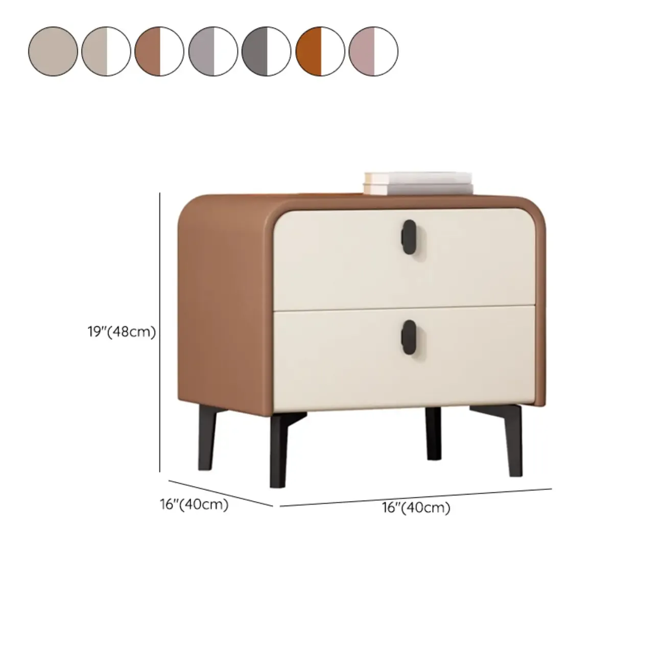 Modern Curved Edge Bedside Table with 2 Drawers Image - 18
