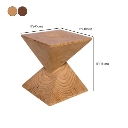Block Square Natural Wood End Table for Living Room Image - 12