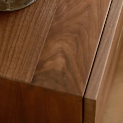 Scandinavian Brown Wood Bedside Table with 2 Drawer Image - 6