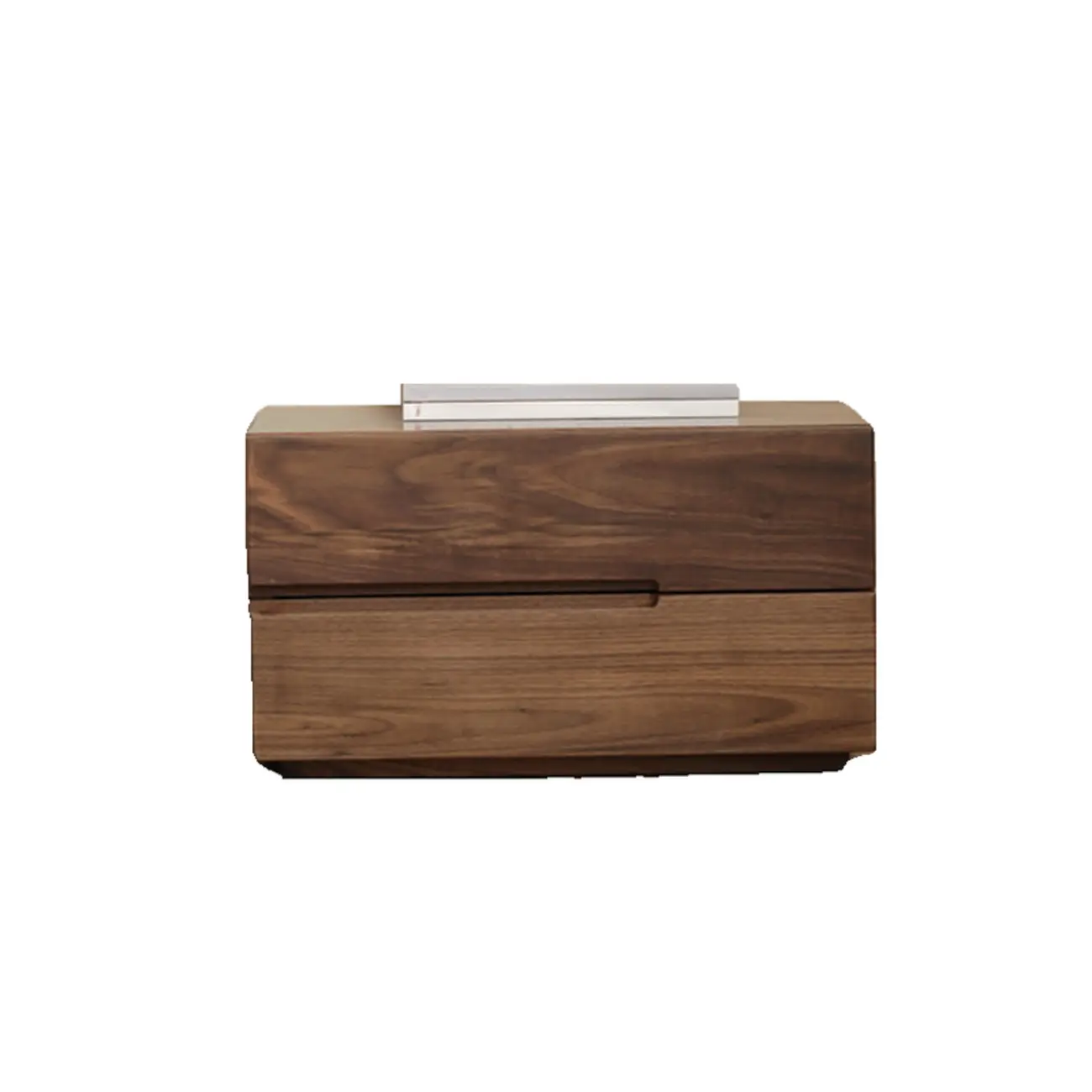 Scandinavian Brown Wood Bedside Table with 2 Drawer Image - 9 | homeyfad