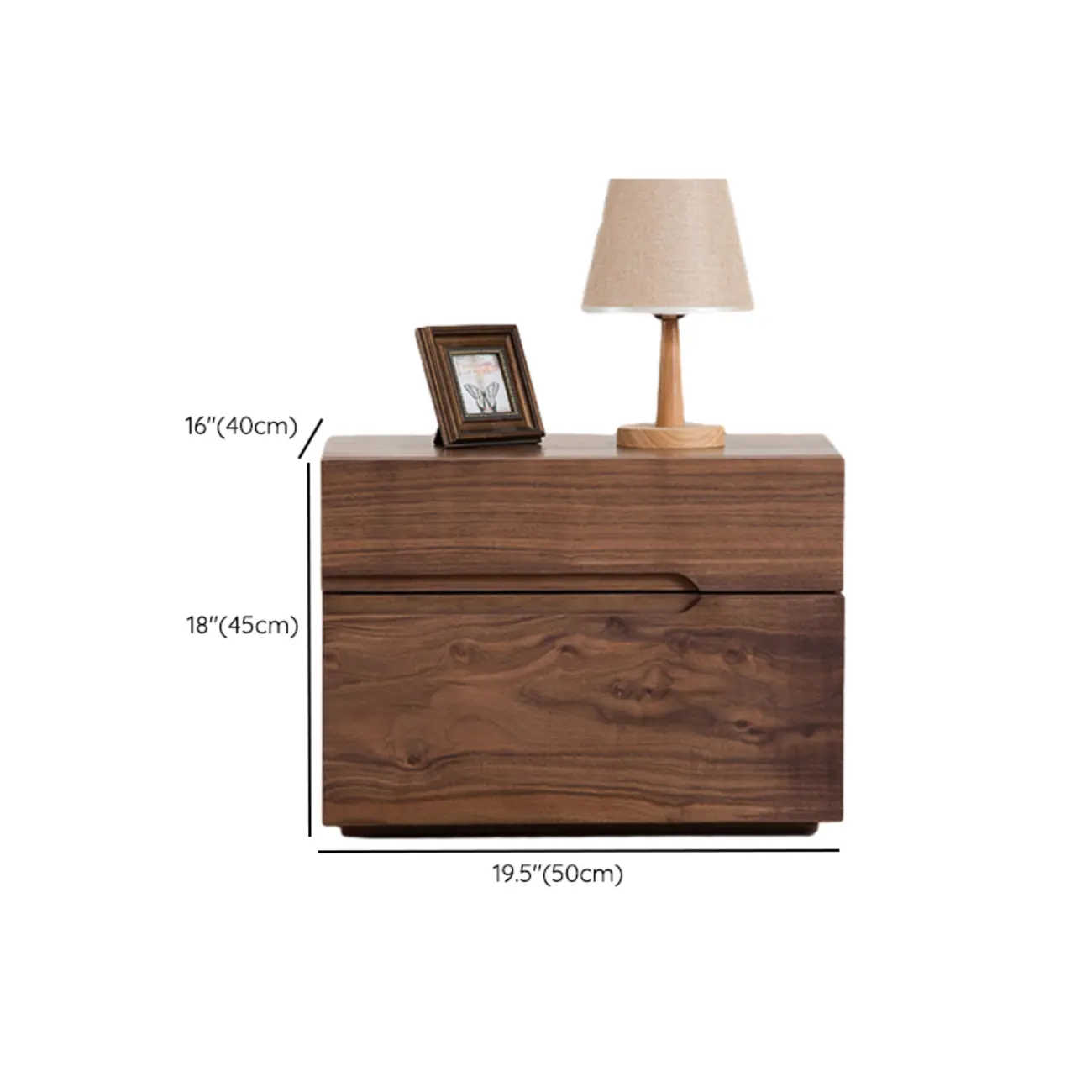 Scandinavian Brown Wood Bedside Table with 2 Drawer Image - 13 | homeyfad