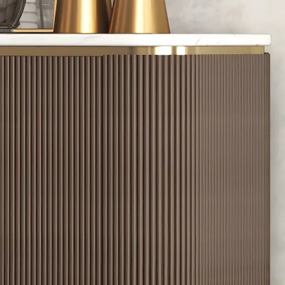 Glam Brown Wooden Sideboard with Marble Top Image - 12