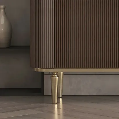 Glam Brown Wooden Sideboard with Marble Top Image - 13