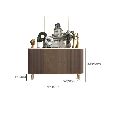 Glam Brown Wooden Sideboard with Marble Top Image - 16