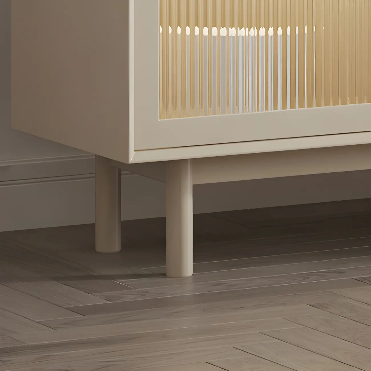 Elegant White Wooden Sideboard with Drawers & Glass Doors Image - 12 | homeyfad