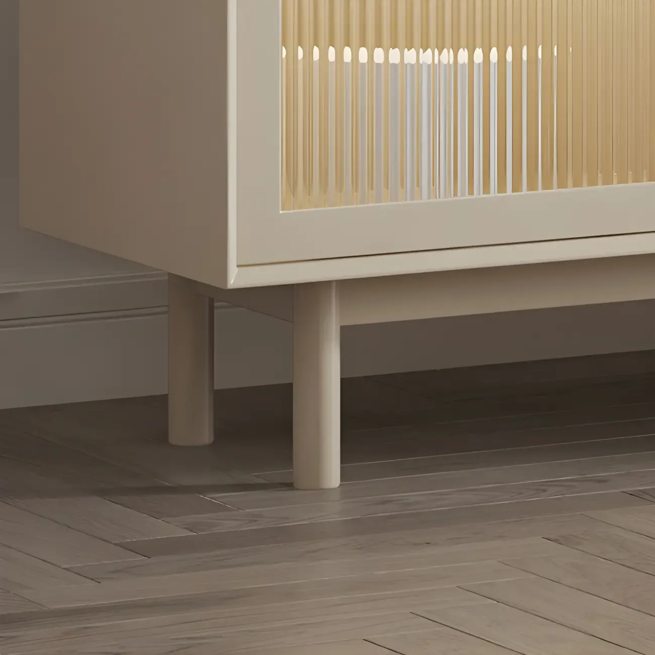 Elegant White Wooden Sideboard with Drawers & Glass Doors Image - 12