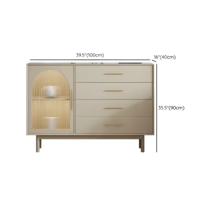 Elegant White Wooden Sideboard with Drawers & Glass Doors Image - 16