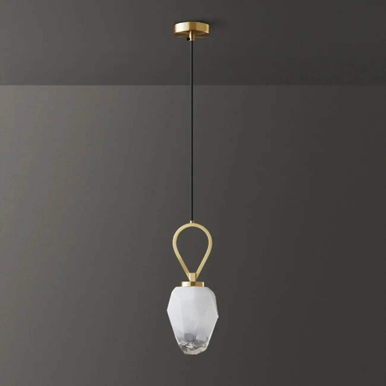 White Glass Pendant Light with Long Cord for Bedside Image - 9