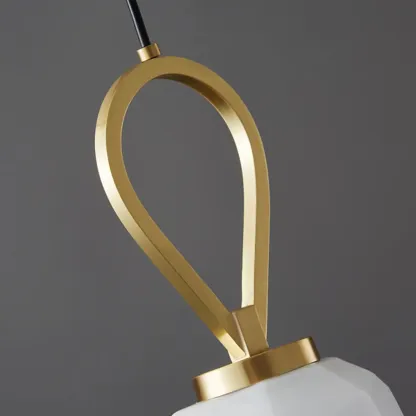 White Glass Pendant Light with Long Cord for Bedside Image - 11