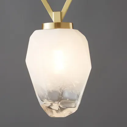 White Glass Pendant Light with Long Cord for Bedside Image - 12