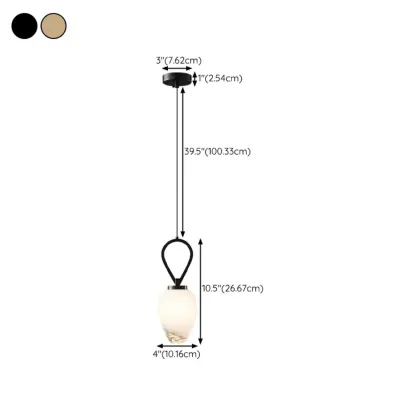 White Glass Pendant Light with Long Cord for Bedside #size