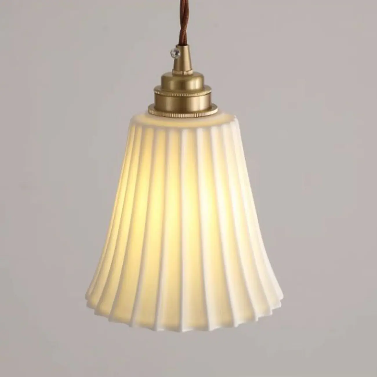 Elegant Cylinder Lampshade White Ceramic Pendant Lamp for Bedroom Image - 5 | homeyfad