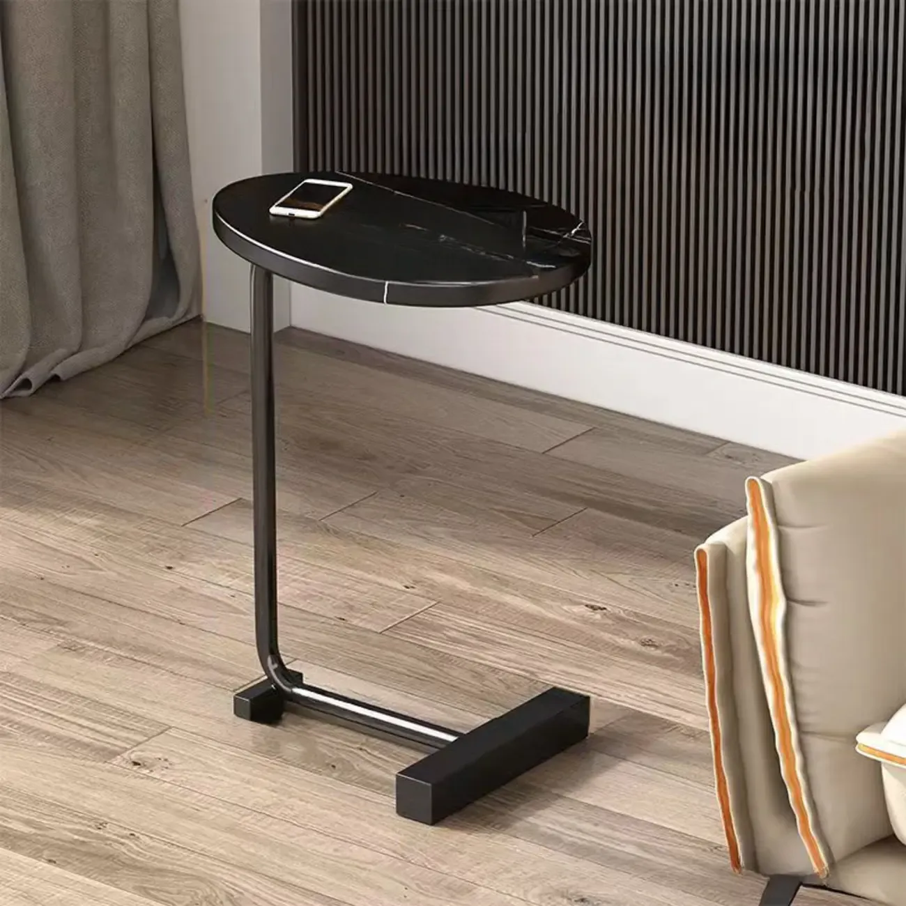 Oval Natural Wood End Table with Tray Top for Living Room Image - 13