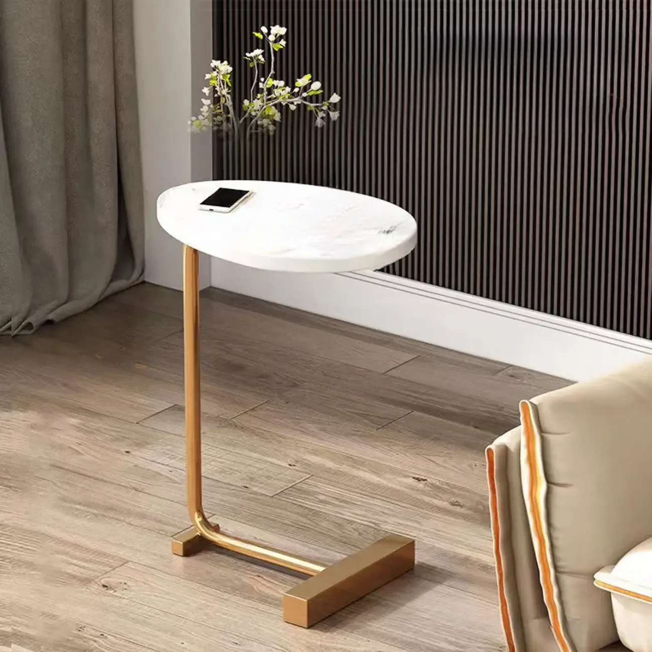 Oval Natural Wood End Table with Tray Top for Living Room Image - 19